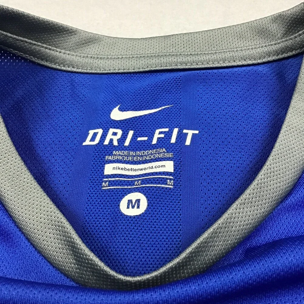 Duke Blue Devils Shirt Men Medium Blue Gray Nike Elite Basketball Dri FIt Swoosh